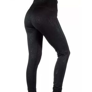 Adidas Women's Climalite Floral Embossed Cold Weather Tights Black Sz Small